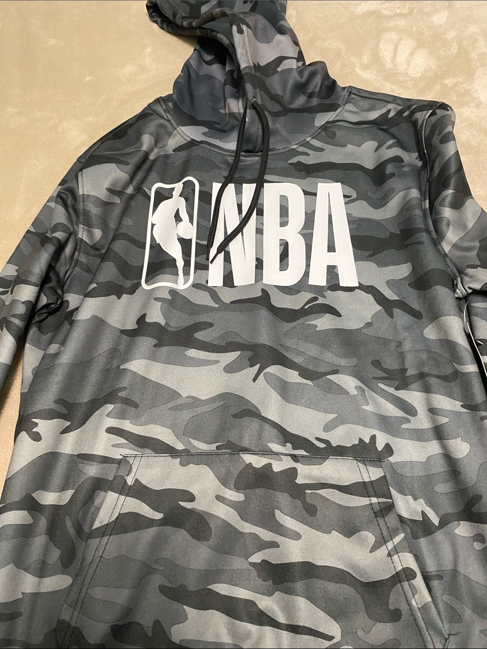 NBA Lightweight Hooded Camo Pullover Jacket - Gray & Black
